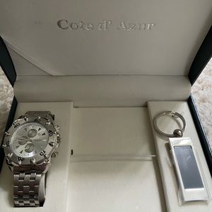COTE D' AZUR MEN'S GIFT SET  WATCH AND KEYCHAIN